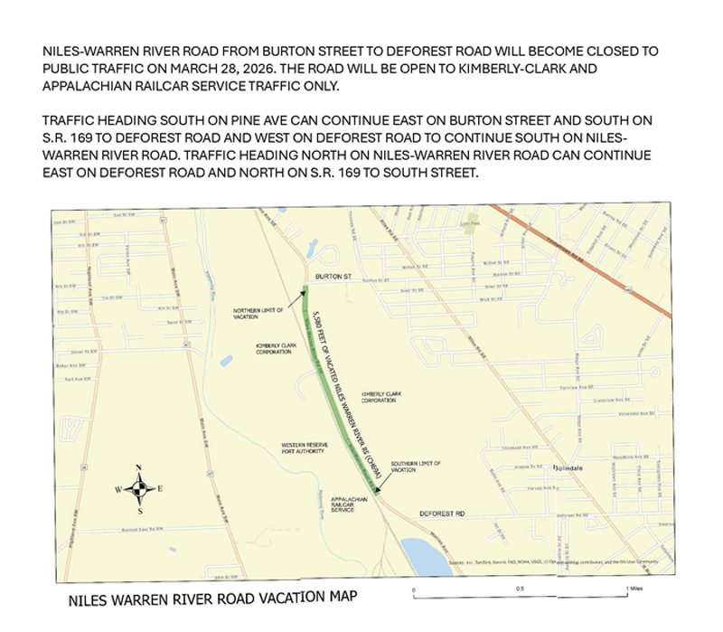 Description of Kimberly Clark road closure with a map.